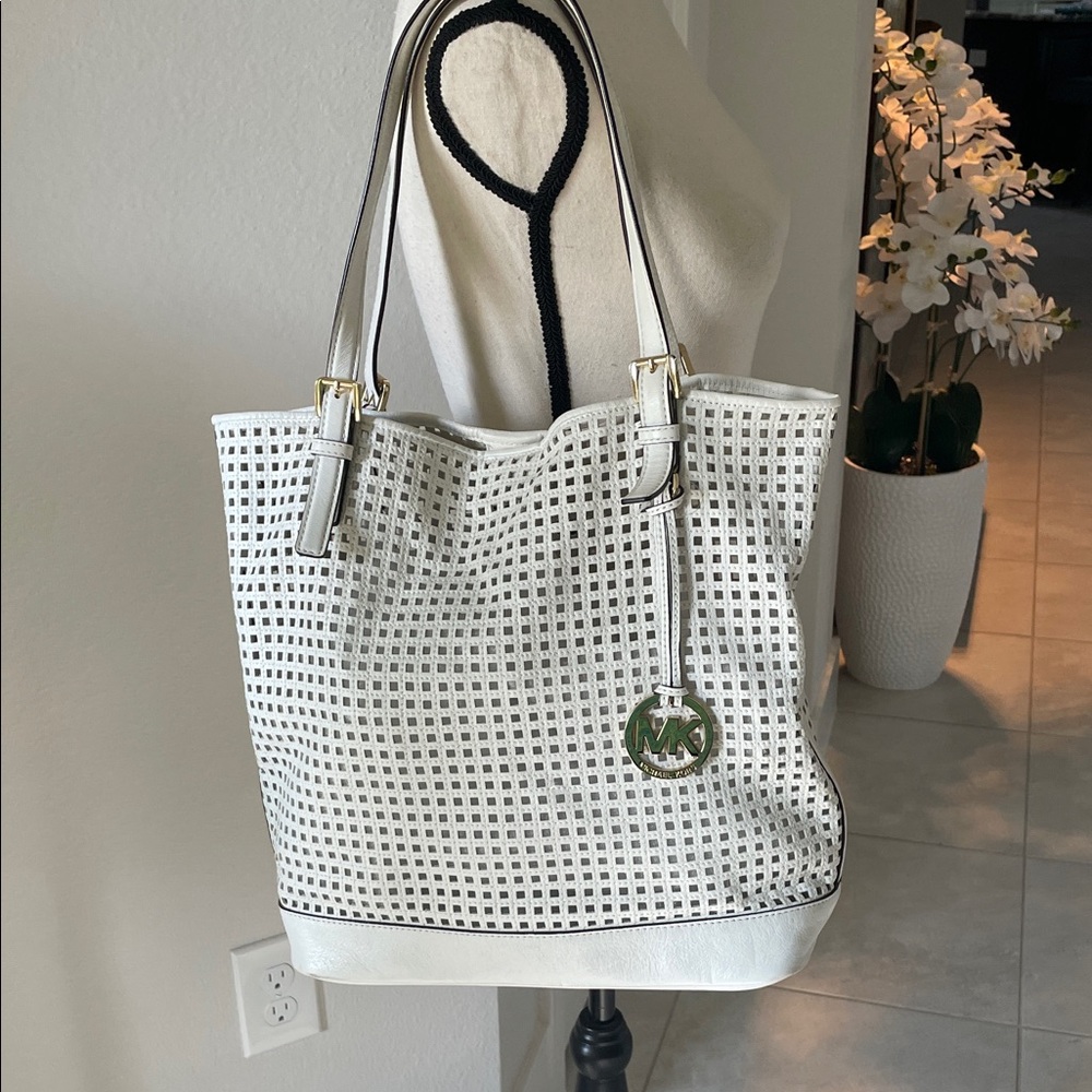 Michael Kors Perforated White Tote